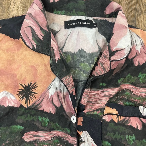 Desmond Dempsey Pajama Set L Luxury Print Designer Loungewear Rare South Island - Picture 3 of 9